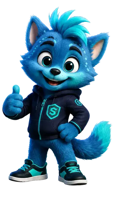 Smarfie – official portrait of the blue safety buddy giving a thumbs up (Smarfie brand, smarfie.com / smarfie.de)